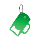 Porte-clés décapsuleur en aluminium recyclé GRS en forme de chope couleur vert première vue