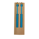 Set de stylo encre bleue et crayon infini en fibre de blé couleur bleu