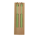 Set de stylo encre bleue et crayon infini en fibre de blé couleur vert première vue