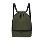 Sac à dos à cordons en PU avec poche inférieure pour chaussures couleur vert deuxième vue