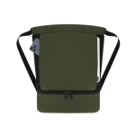 Sac à dos à cordons en PU avec poche inférieure pour chaussures couleur vert cinquième vue