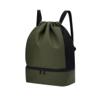 Sac à dos à cordons en PU avec poche inférieure pour chaussures couleur vert première vue