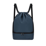Sac à dos à cordons en PU avec poche inférieure pour chaussures couleur bleu marine vue d'ambiance