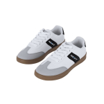 Chaussures en cuir souple et lacets assortis avec semelle caoutchouc couleur blanc troisième vue