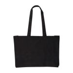 Sac de courses en coton Oeko-Tex® avec soufflet 280 g/m2 couleur noir première vue