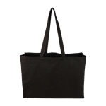 Sac de courses en coton Oeko-Tex® avec soufflet 280 g/m2 couleur noir deuxième vue
