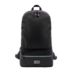 Sac à dos en polyester recyclé résistant à l'eau couleur noir avec zone d'impression