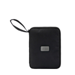 Porte-monnaie de voyage en polyester recyclé taille A5 couleur noir avec zone d'impression