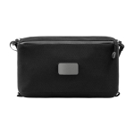 Sac bandoulière en polyester recyclé avec plusieurs compartiments couleur noir première vue