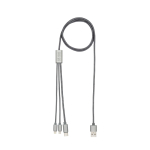 Câble de charge durable pour plusieurs appareils BrandCharger couleur gris graphite avec zone d'impression