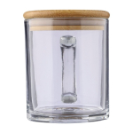 Tasses personnalisées en verre recyclé avec couvercle en bambou 300ml couleur transparent deuxième vue
