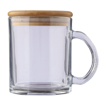 Tasses personnalisées en verre recyclé avec couvercle en bambou 300ml troisième vue
