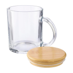 Tasses personnalisées en verre recyclé avec couvercle en bambou 300ml quatrième vue