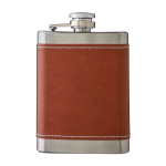 Flacon en acier inoxydable avec étui en cuir marron 100ml couleur marron première vue