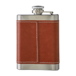Flacon en acier inoxydable avec étui en cuir marron 100ml couleur marron deuxième vue