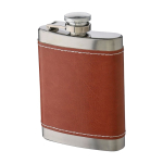 Flacon en acier inoxydable avec étui en cuir marron 100ml deuxième vue