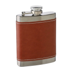 Flacon en acier inoxydable avec étui en cuir marron 100ml troisième vue