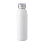 Bouteille en acier inoxydable recyclé avec bouchon et sangle 650ml couleur blanc première vue