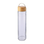 Bouteille en verre avec couvercle en bambou et anse en métal 500ml couleur marron première vue