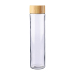 Bouteille en verre avec couvercle en bambou et anse en métal 500ml deuxième vue