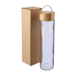 Bouteille en verre avec couvercle en bambou et anse en métal 500ml cinquième vue