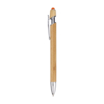 Stylo en bambou avec pointeur tactile à encre bleue couleur orange première vue