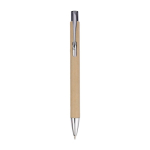Stylo en carton recyclé avec fintions chromées à encre noire couleur marron première vue