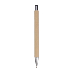 Stylo en carton recyclé avec fintions chromées à encre noire couleur marron deuxième vue