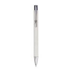 Stylo en carton recyclé avec fintions chromées à encre noire couleur blanc première vue
