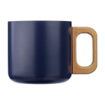 Mug double paroi en acier inoxydable recyclé à anse en bambou 400ml