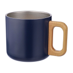 Mug double paroi en acier inoxydable recyclé à anse en bambou 400ml