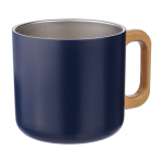 Mug double paroi en acier inoxydable recyclé à anse en bambou 400ml cinquième vue