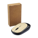 Souris d'ordinateur sans fil noire avec détails en bambou sixième vue