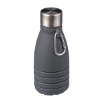 Bouteille pliable en silicone avec bouchon acier et mousqueton 550ml couleur noir deuxième vue