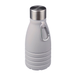 Bouteille pliable en silicone avec bouchon acier et mousqueton 550ml couleur gris deuxième vue