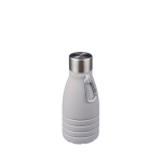 Bouteille pliable en silicone avec bouchon acier et mousqueton 550ml couleur gris avec zone d'impression