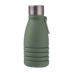 Bouteille pliable en silicone avec bouchon acier et mousqueton 550ml couleur vert troisième vue