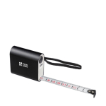 Mètre ruban en aluminium avec bouton et cordon pour transport 3M couleur noir avec zone d'impression