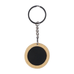 Porte-clés de forme ronde en bambou avec surface noire couleur noir première vue