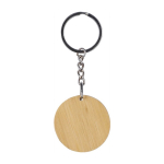 Porte-clés de forme ronde en bambou avec surface noire couleur noir deuxième vue