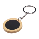 Porte-clés de forme ronde en bambou avec surface noire deuxième vue