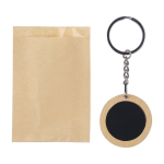 Porte-clés de forme ronde en bambou avec surface noire cinquième vue