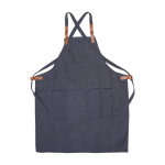 Tablier en polyester et coton avec 2 poches avant couleur bleu deuxième vue
