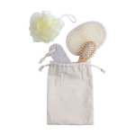 Sac en coton avec un set de 4 articles pour la salle de bain couleur kaki première vue