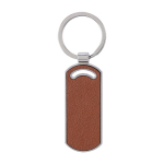 Porte-clés de forme rectangulaire en cuir recyclé couleur marron première vue
