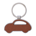 Porte-clés métallique forme de voiture incrustation cuir synthétique
