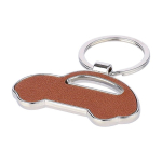Porte-clés métallique forme de voiture incrustation cuir synthétique troisième vue