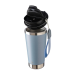 Gobelet thermique acier inoxydable sangle et couvercle noir, 500 ml couleur bleu pastel deuxième vue