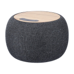 Petit haut-parleur rond avec des détails en bambou sur le dessus couleur noir première vue