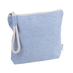 Trousse de toilette pastel en coton recyclé avec bracelet en corde couleur bleu deuxième vue